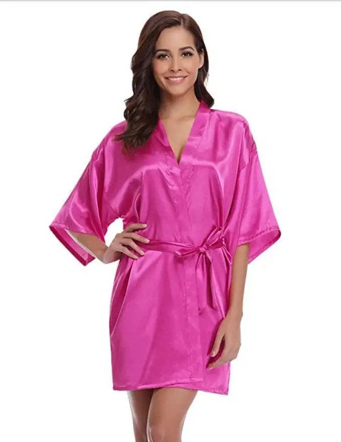 Jedwabisty satynowy szlafrok kimono dla druhny Rosered