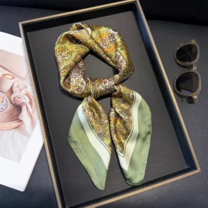 Jedwabna Apaszka Kwadratowa 70 cm — elegancka chusta na głowę i szyję Fj424 13 3