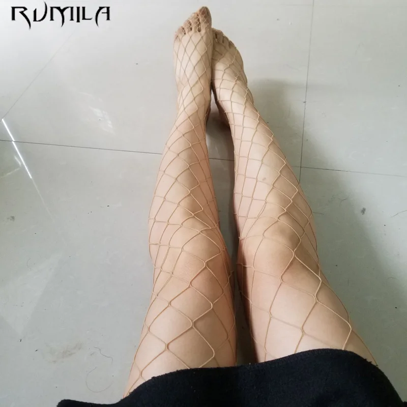 Kabaretki damskie z wycięciami wysokim stanem siateczkowe Złoto