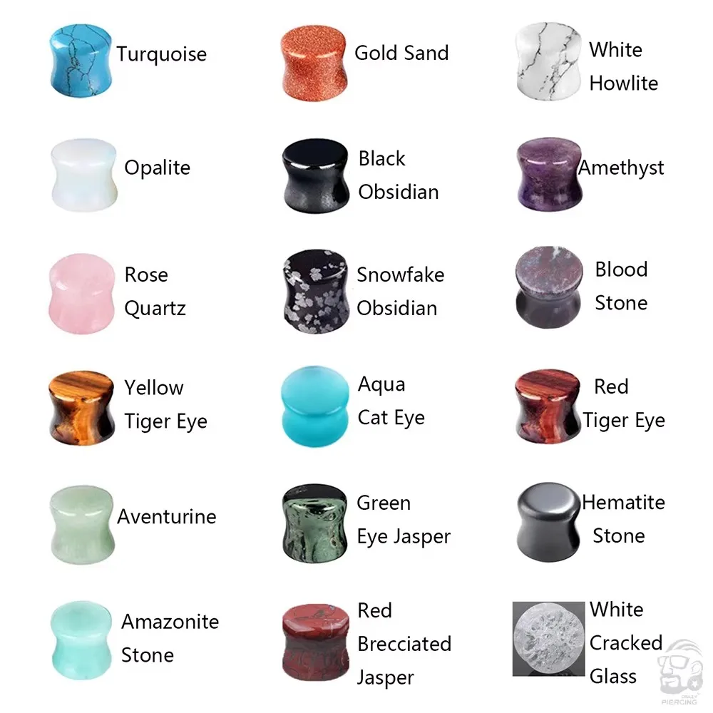 Kamienne tunele do uszu flesh plugs — zestaw 2 sztuk żółty