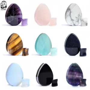 Kamienne tunele do uszu flesh plug siodło saddle para Srebrny