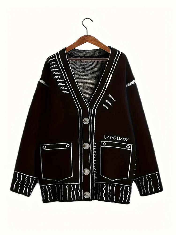 Kardigan damski plus size sweter z odkrytymi ramionami jesień Czarny