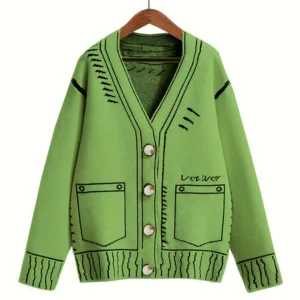 Kardigan damski plus size sweter z odkrytymi ramionami jesień Jasny zielony