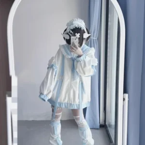 Kardigan z kołnierzem marynarskim w stylu Harajuku Y2k Beżowy