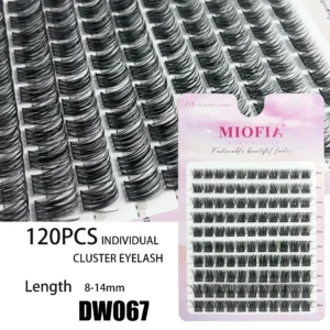 Kępki rzęs D Curl 3D mix długości 8-14mm — 120 klastrów Szczotkowany łupek