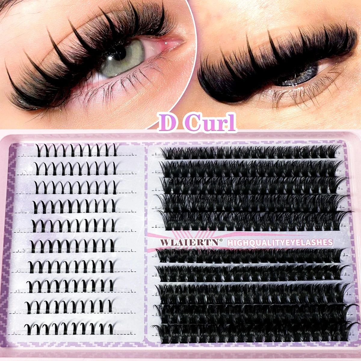 Kępki rzęs Spikes 3D D-curl DIY do przedłużania 10-16mm Czarny i czerwony