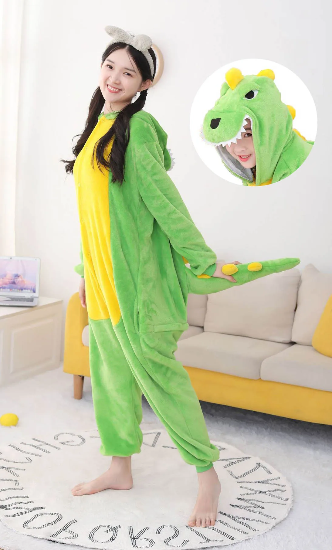 Kigurumi kombinezon zwierzęcy z kapturem plus size Biały