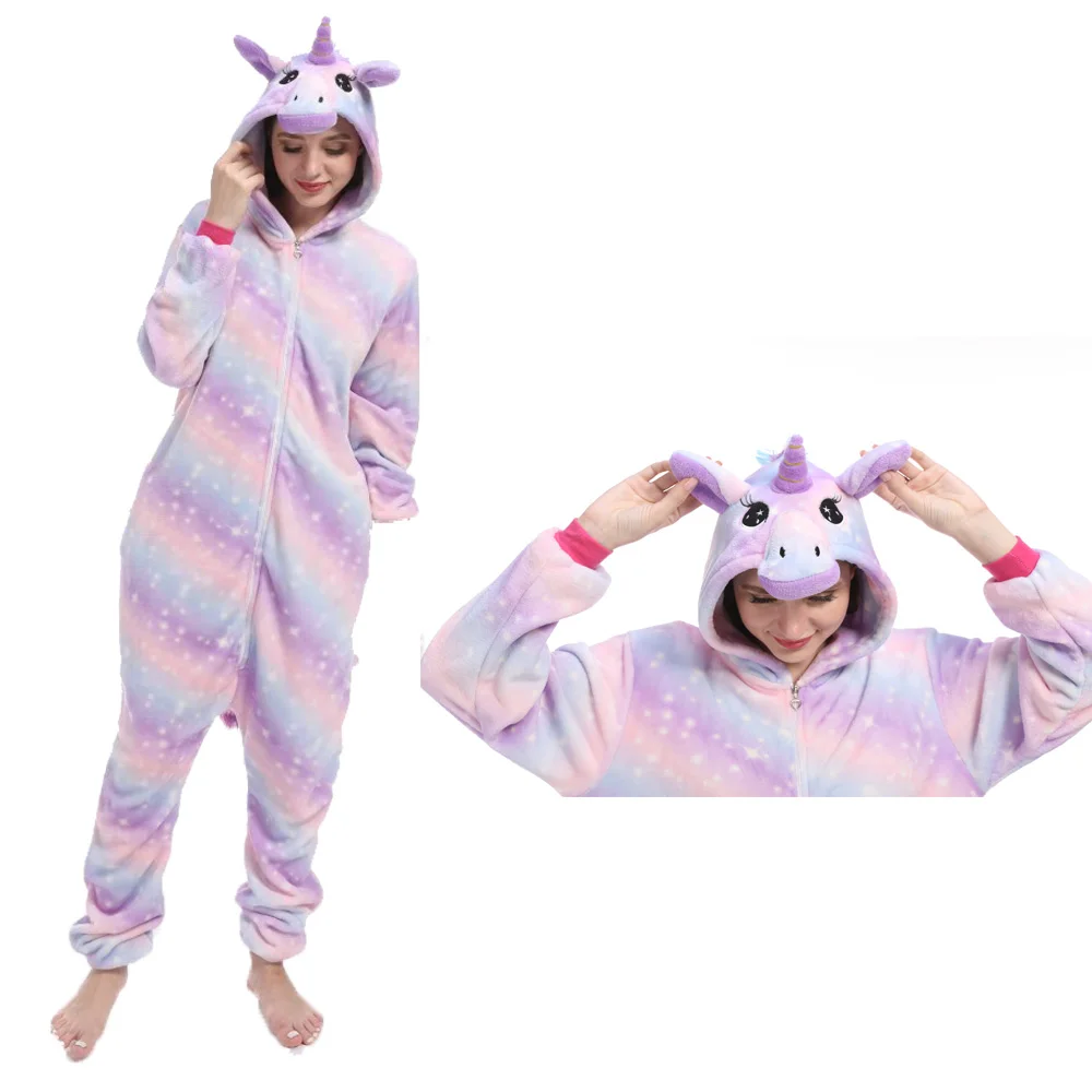Kigurumi kombinezon zwierzęcy z kapturem plus size Fioletowy