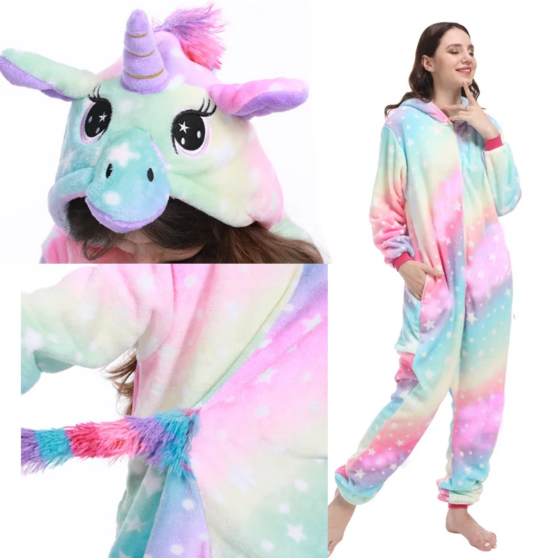 Kigurumi kombinezon zwierzęcy z kapturem plus size Pomarańczowy