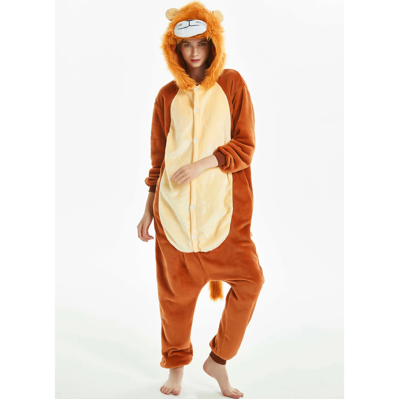 Kigurumi Lew - flanelowa piżama onesie damska Beżowy