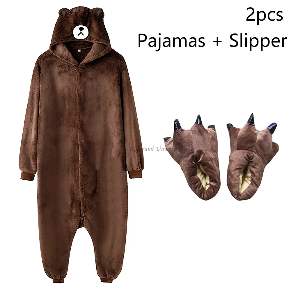 Kigurumi miś brunatny – ciepłe polarowe onesie do domu Beżowy