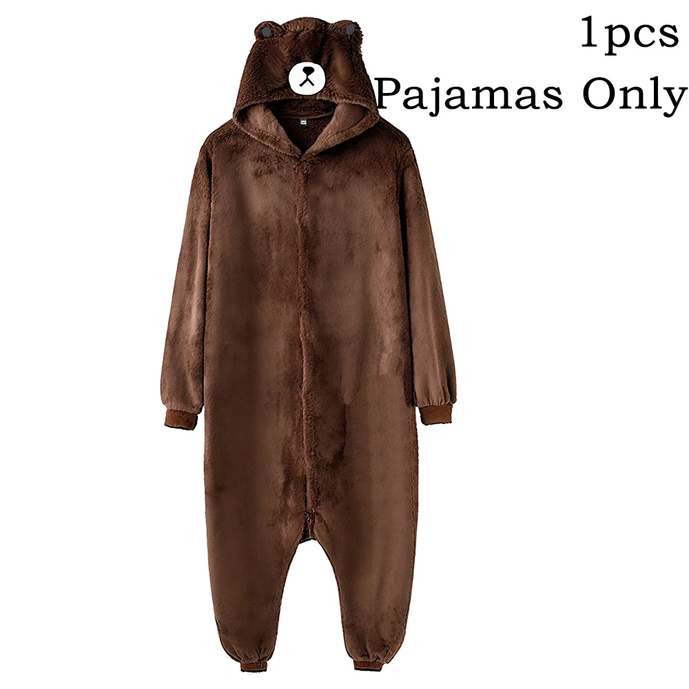 Kigurumi miś brunatny – ciepłe polarowe onesie do domu Fuksja
