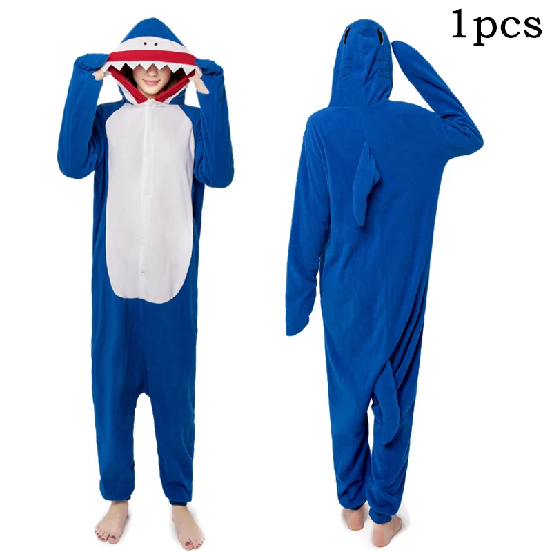 Kigurumi rekin – ciepłe onesie damskie do spania i na imprezę Fuksja