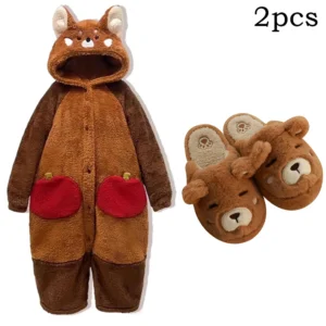 Kigurumi szop pracz onesie piżama kreskówka zimowa Beżowy