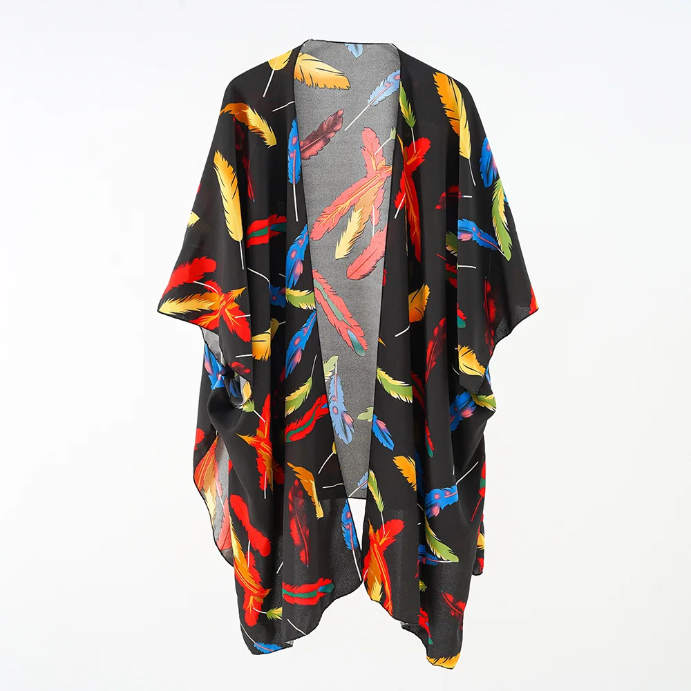 Kimono plażowe boho narzutka na strój kąpielowy Armijna zieleń
