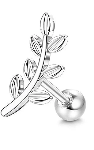 Kolczyk do chrząstki ze stali 316L – srebrny piercing helix tragus dla kobiet 16G Imitacja rodowana