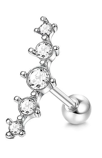 Kolczyk do chrząstki ze stali 316L – srebrny piercing helix tragus dla kobiet 16G Jasnożółty kolor