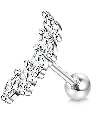 Kolczyk do chrząstki ze stali 316L – srebrny piercing helix tragus dla kobiet 16G Kolor czystego złota