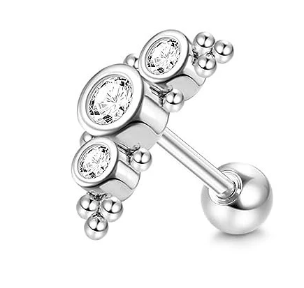 Kolczyk do chrząstki ze stali 316L – srebrny piercing helix tragus dla kobiet 16G Kolor jasnożółtego złota