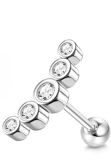 Kolczyk do chrząstki ze stali 316L – srebrny piercing helix tragus dla kobiet 16G Posrebrzane