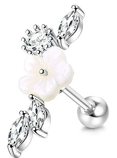 Kolczyk do chrząstki ze stali 316L – srebrny piercing helix tragus dla kobiet 16G Rodowany
