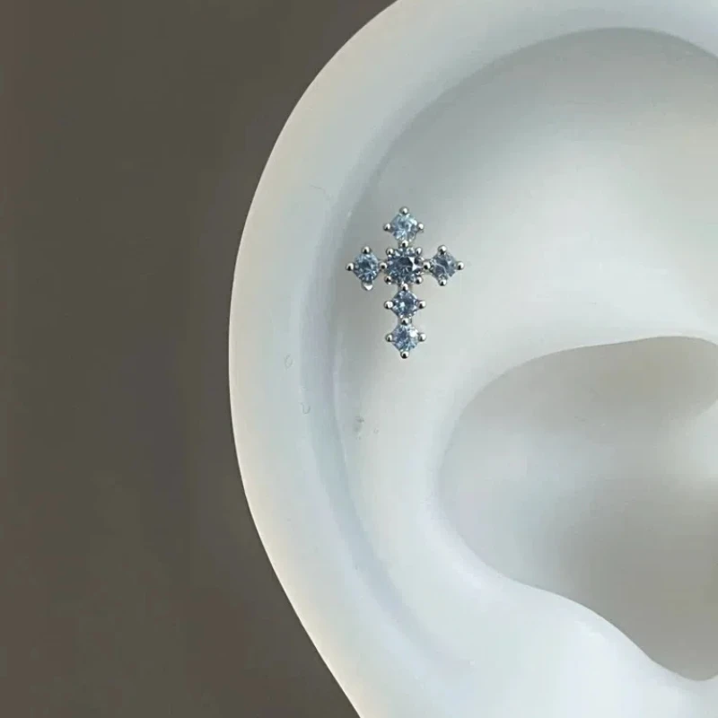 Kolczyk piercing gwiazda miłość cyrkon stal 316L Y2K Kolor czystego złota