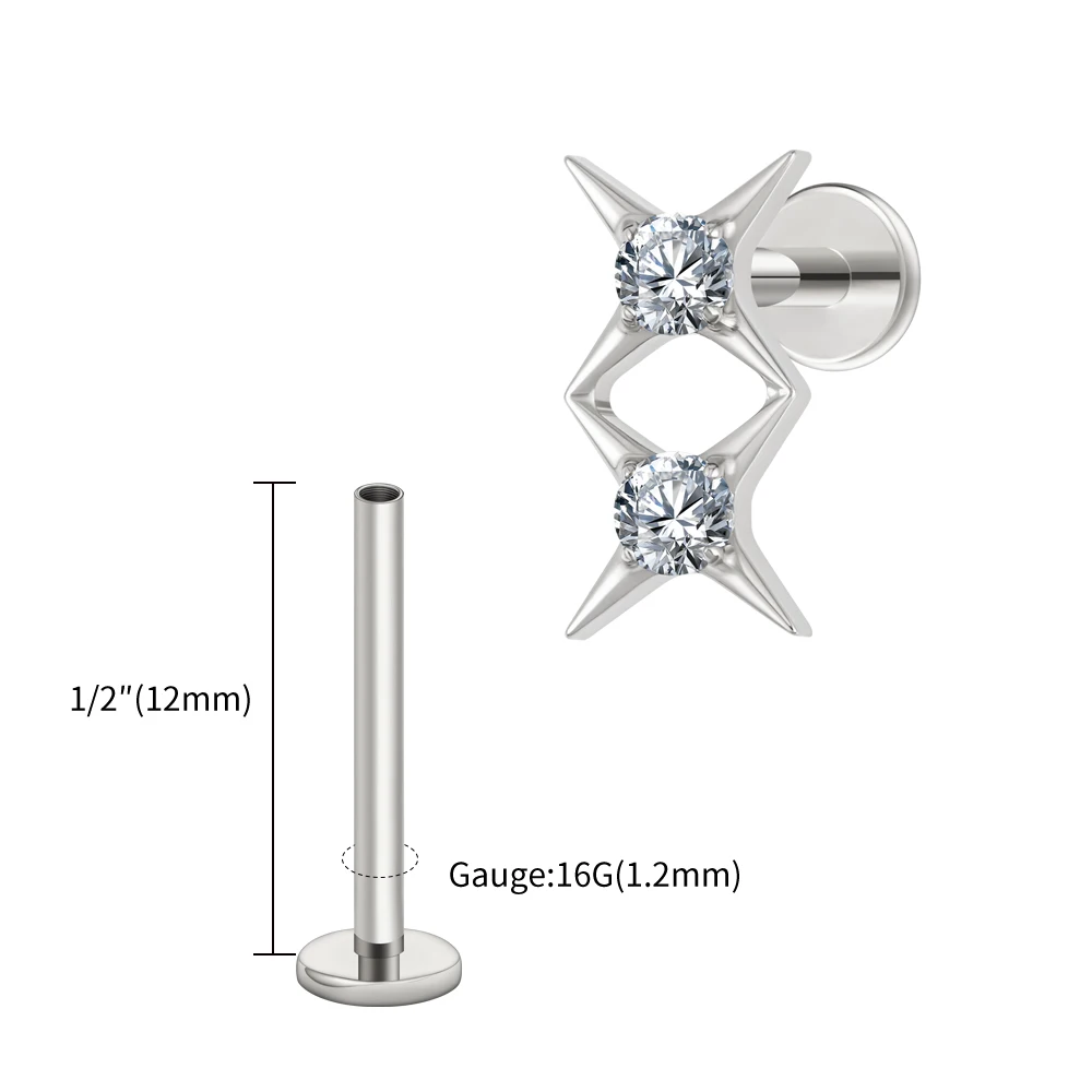 Kolczyk do piercingu helix i tragus z tytanu z gwiazdkami i cyrkoniami Kolor czystego złota