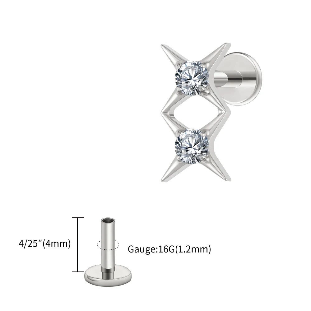 Kolczyk do piercingu helix i tragus z tytanu z gwiazdkami i cyrkoniami Kolor jasnożółtego złota