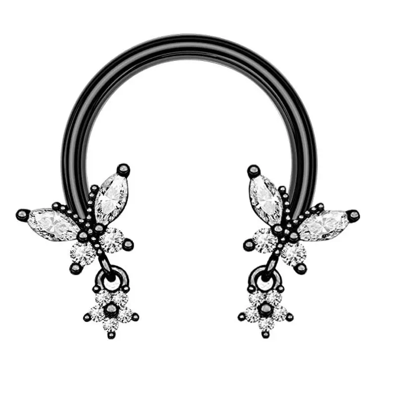 Kolczyk piercing przegrody nosa motyl serce stal chirurgiczna None
