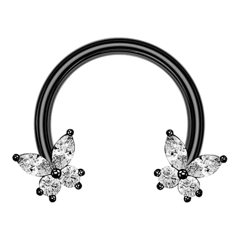 Kolczyk piercing przegrody nosa motyl serce stal chirurgiczna Srebrny