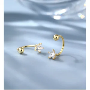 Kolczyki do chrząstki ze stali z kryształem CZ — tragus, helix Kolor jasnożółtego złota
