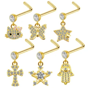 Kolczyki do nosa z kocią głową piercing biżuteria do ciała Czerwony