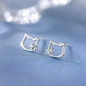 Kolczyki srebrne wkrętki z cyrkoniami zwierzątka Biały