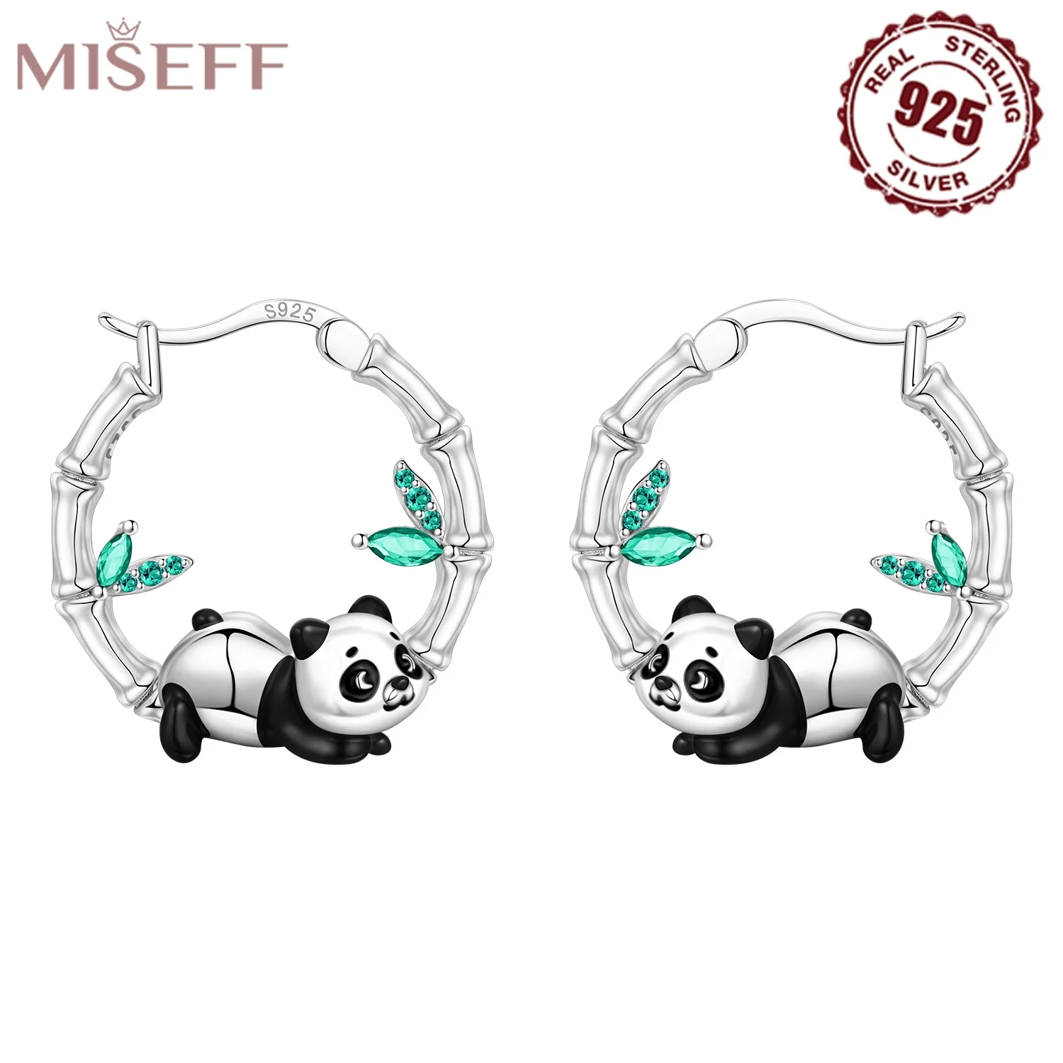 Kolczyki MISEFF ze srebra 925 panda i kocia łapka Czerwony arbuz