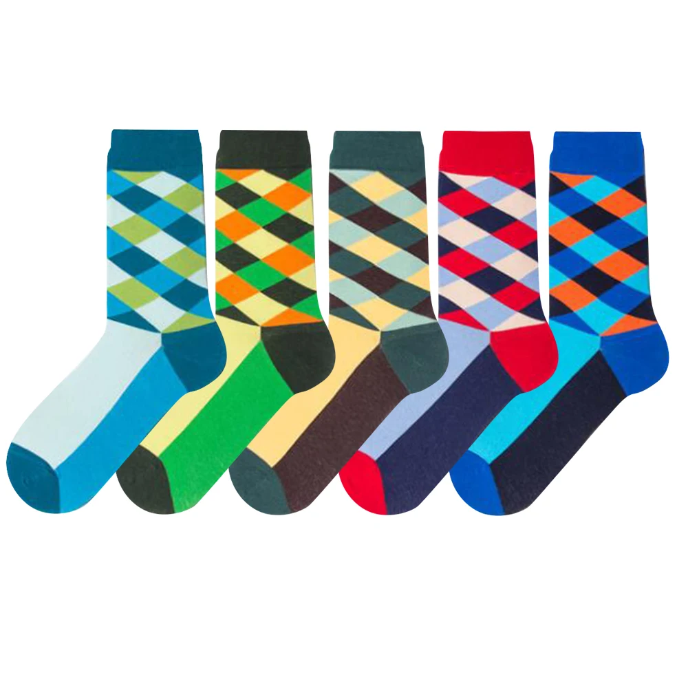 Kolorowe skarpetki damskie Harajuku 5 par — crew socks street style Pomarańczowa czerwona
