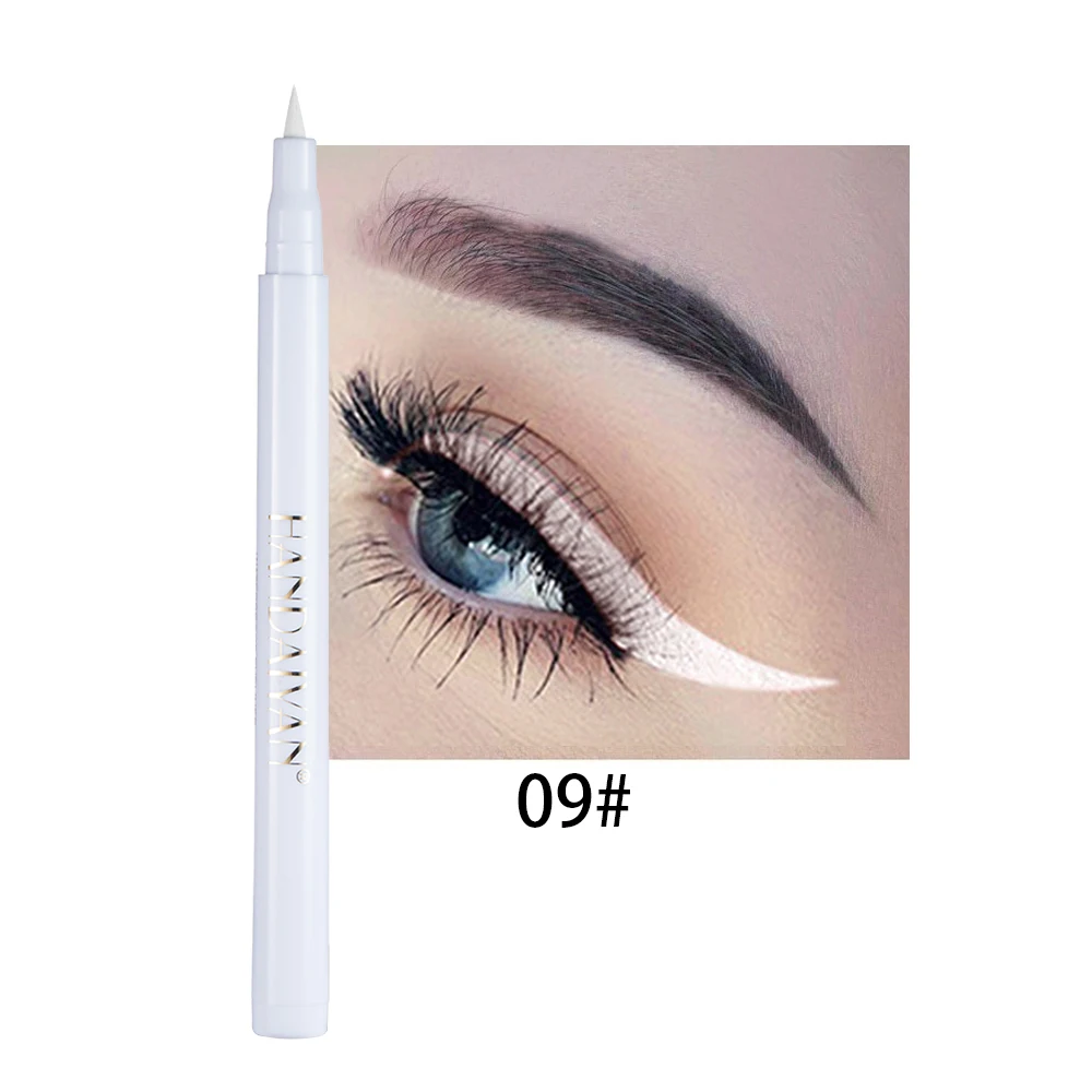 Kolorowy płynny eyeliner matowy — wodoodporny tęczowy długopis do oczu Biały