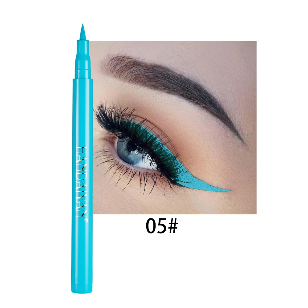 Kolorowy płynny eyeliner matowy — wodoodporny tęczowy długopis do oczu Błękitny