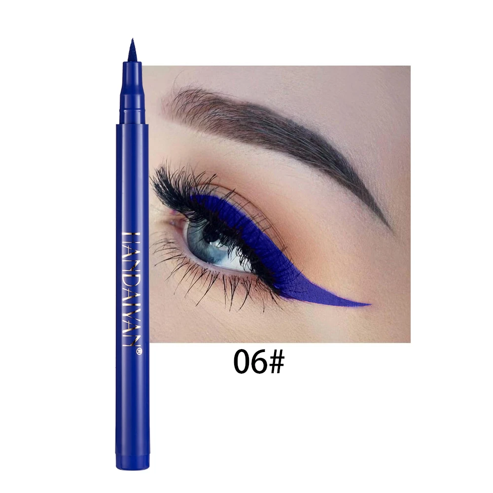 Kolorowy płynny eyeliner matowy — wodoodporny tęczowy długopis do oczu Ciemny niebieski