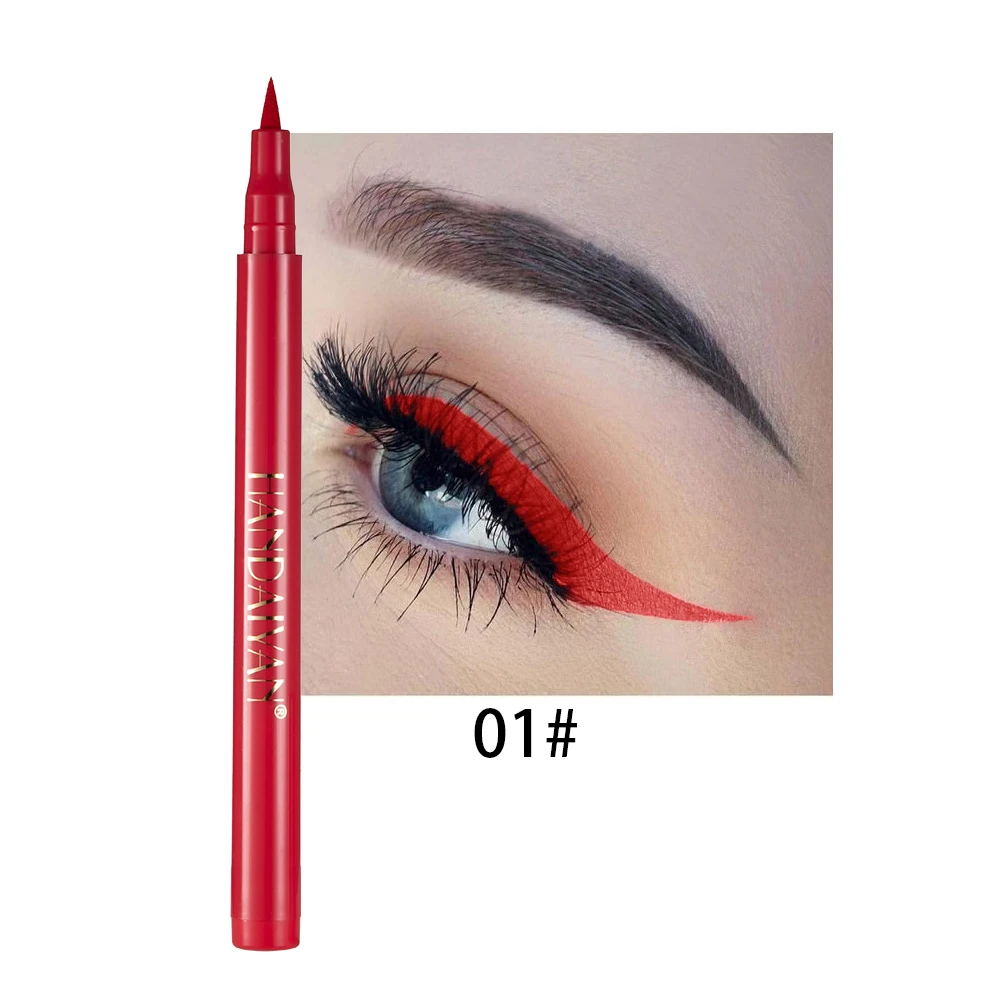 Kolorowy płynny eyeliner matowy — wodoodporny tęczowy długopis do oczu Czerwony