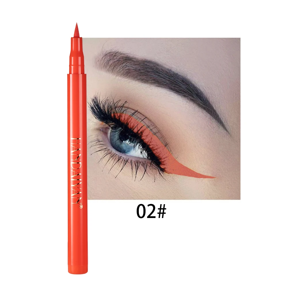 Kolorowy płynny eyeliner matowy — wodoodporny tęczowy długopis do oczu Pomarańczowy