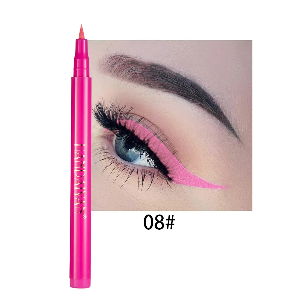 Kolorowy płynny eyeliner matowy — wodoodporny tęczowy długopis do oczu Różowy