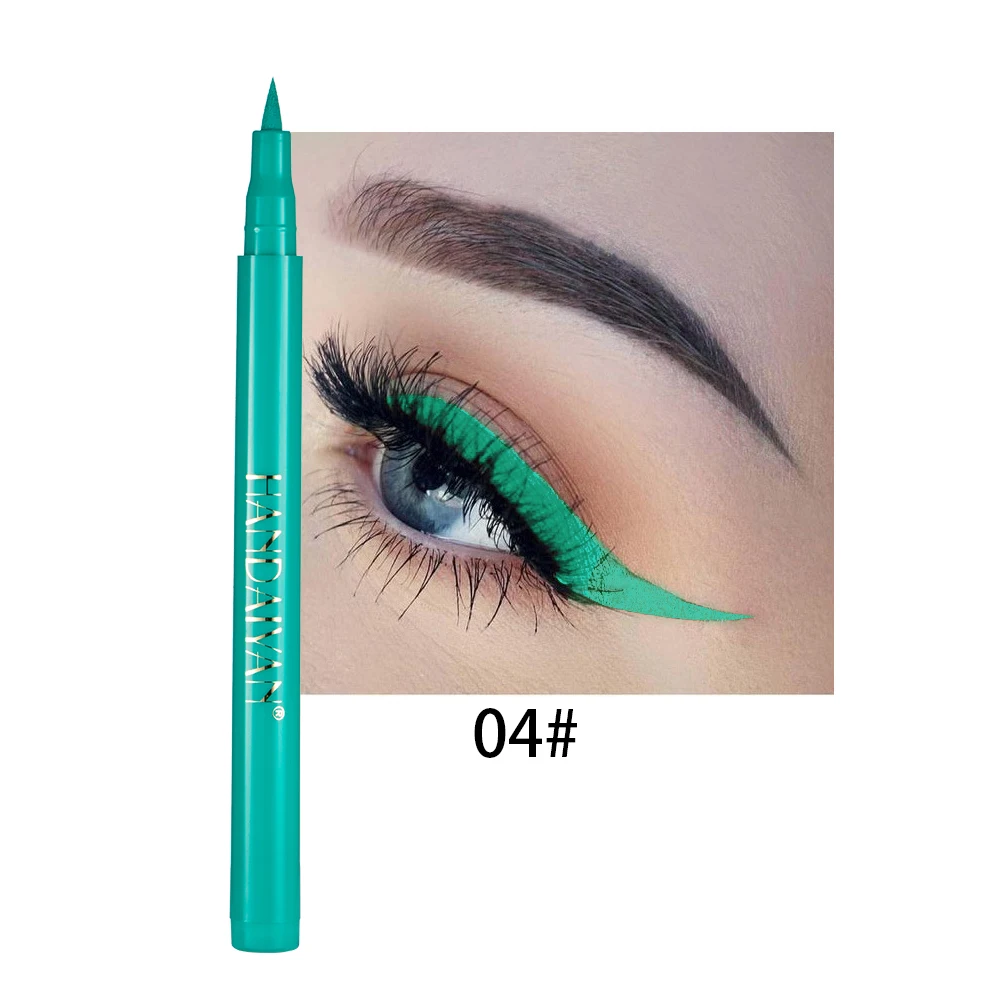 Kolorowy płynny eyeliner matowy — wodoodporny tęczowy długopis do oczu Zielony