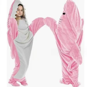 Kombinezon do spania kigurumi rekin z miękkiego polaru Czerwony