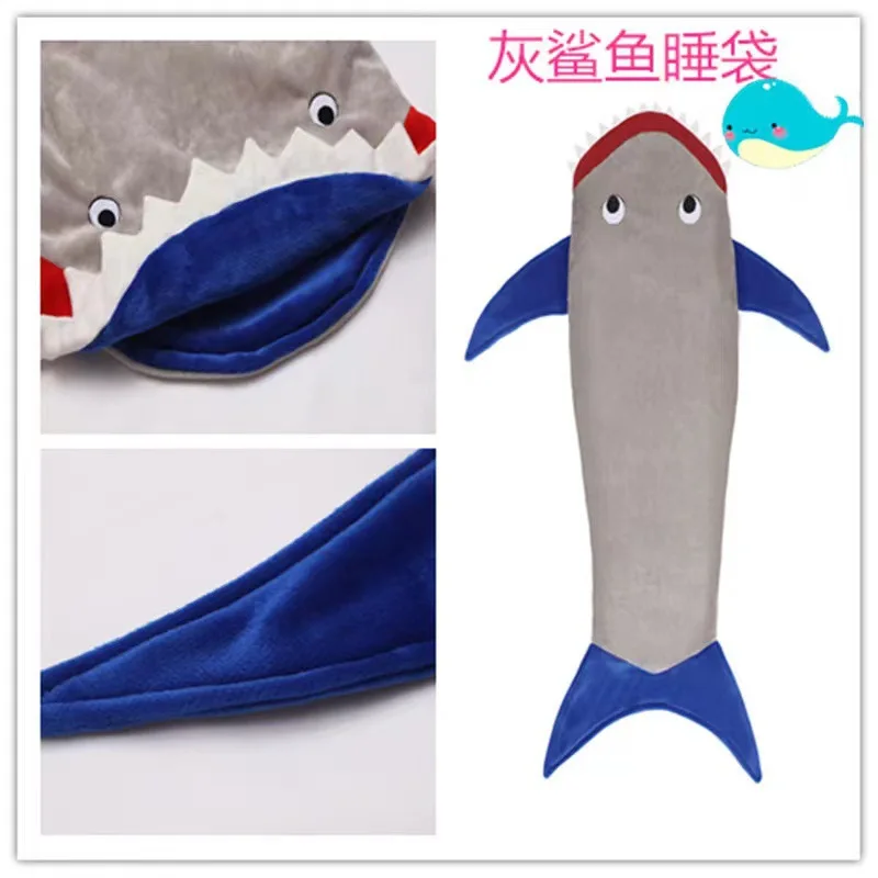 Kombinezon do spania kigurumi rekin z miękkiego polaru Niebieski