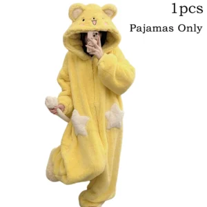 Kombinezon kigurumi jednorożec damski polarowy z kapturem Turkusowy