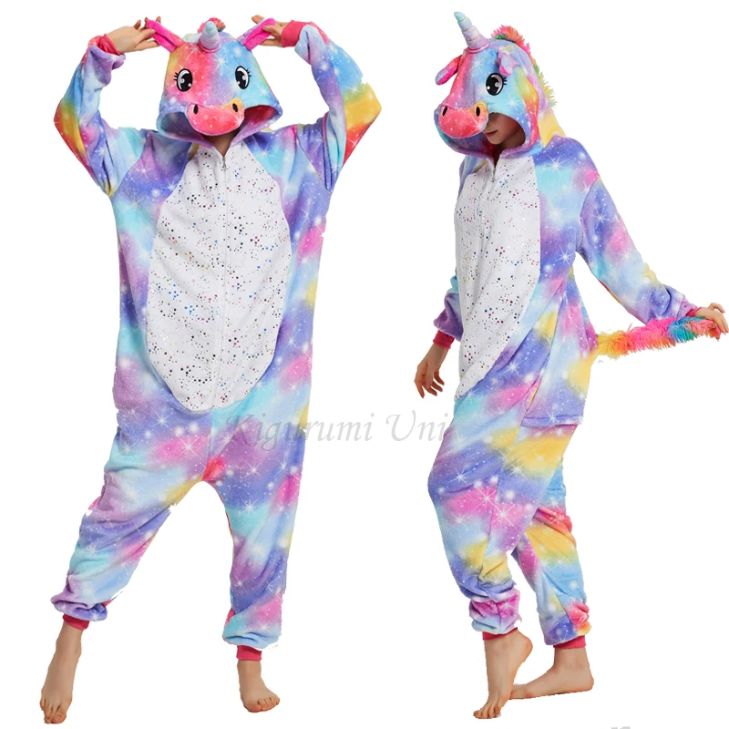 Kombinezon kigurumi jednorożec flanelowy piżama dla kobiet Beżowy