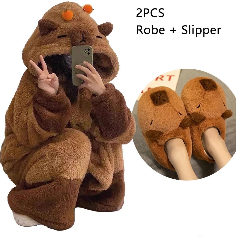 Kombinezon kigurumi kapibara – ciepła piżama onesie Beżowy