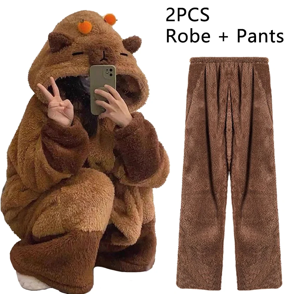 Kombinezon kigurumi kapibara – ciepła piżama onesie Fuksja