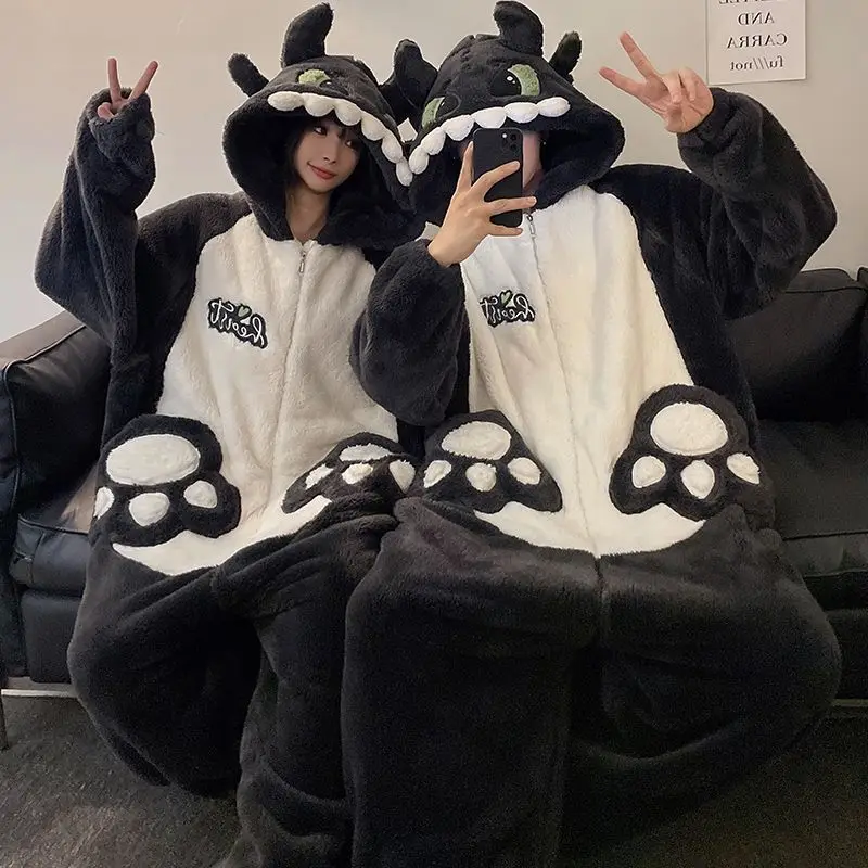 Ciepły kombinezon kigurumi kotek z kapturem na zimę 8850