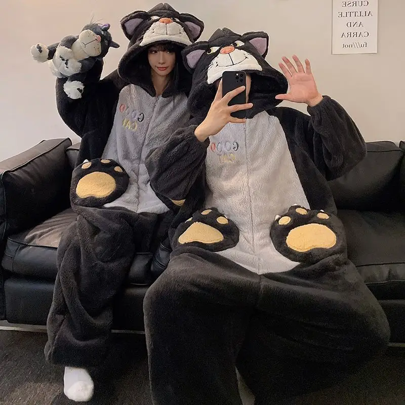 Ciepły kombinezon kigurumi kotek z kapturem na zimę 8856